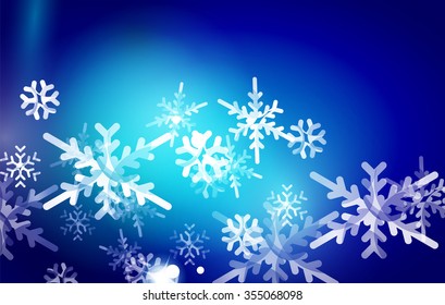 Vector Feliz Navidad fondo abstracto, copos de nieve en el aire. Fondo de color para el mensaje
