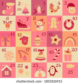 Vector Merry Christmas Advent Calendar