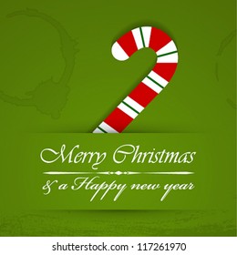 Vector merry christmas background with candy cane.