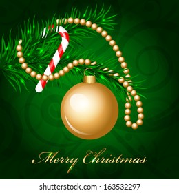 Vector Merry Christmas Background with decorated christmas tree