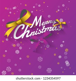 Vector Merry Christmas background with golden on violet blue background. vector illustration.