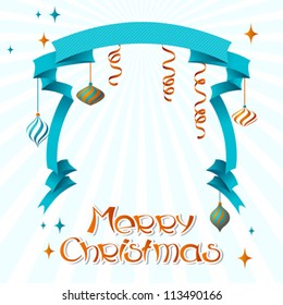 Vector Merry Christmas background in retro style.