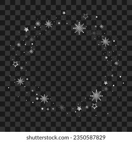 Vector merry christmas background with stars, snowflakes frame