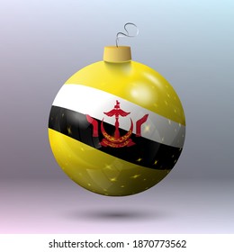 Vector - Merry Christmas ball with Brunei flag