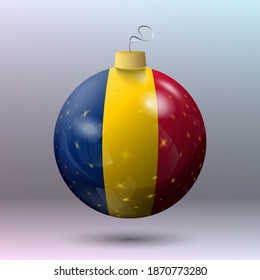 Vector - Merry Christmas ball with Chad flag