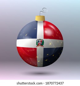 Vector - Merry Christmas ball with Dominican Republic flag