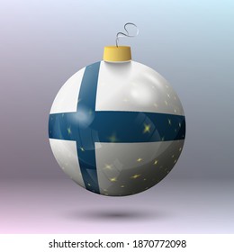Vector - Merry Christmas ball with Finland flag
