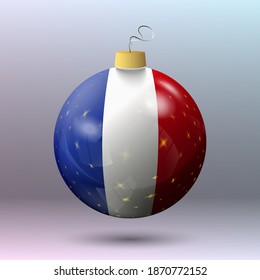 Vector - Merry Christmas ball with France flag