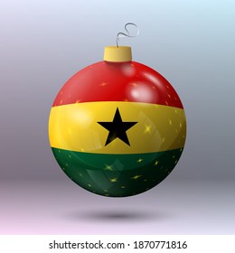 Vector - Merry Christmas ball with Ghana flag