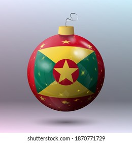 Vector - Merry Christmas ball with Grenada flag