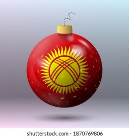 Vector - Merry Christmas ball with Kyrgyzstan flag
