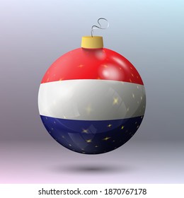 Vector - Merry Christmas ball with Netherlands flag