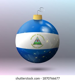 Vector - Merry Christmas ball with Nicaragua flag