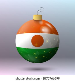 Vector - Merry Christmas ball with Niger flag