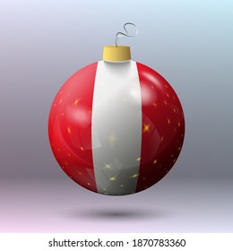 Vector - Merry Christmas ball with Peru flag
