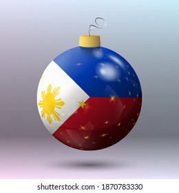 Vector - Merry Christmas Ball With Philippines Flag