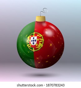 Vector - Merry Christmas ball with Portugal flag