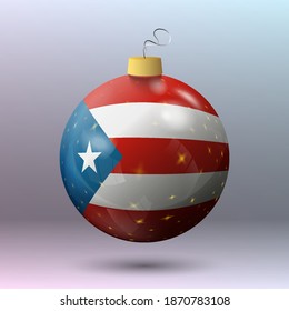 Vector - Merry Christmas Ball With Puerto Rico Flag