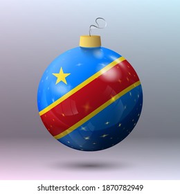 Vector - Merry Christmas ball with Republic of the Congo flag