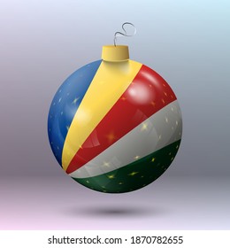 Vektor - Fröhlicher Weihnachtsball mit Seychellen-Flagge