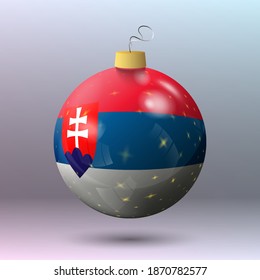 Vector - Merry Christmas ball with Slovakia flag