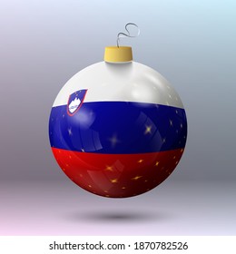 Vector - Merry Christmas ball with Slovenia flag