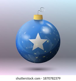 Vector - Merry Christmas ball with Somalia flag