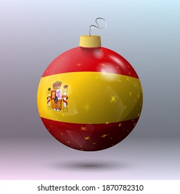 Vector - Merry Christmas ball with Spain flag