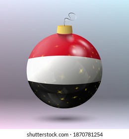 Vector - Merry Christmas ball with Yemen flag