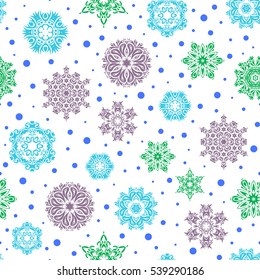 Vector Merry Christmas Border in blue and green colors on white background.