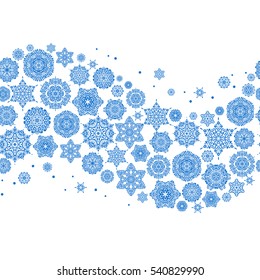Vector Merry Christmas Border in blue colors on white background.