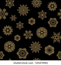 Vector Merry Christmas Border in brown colors on black background.