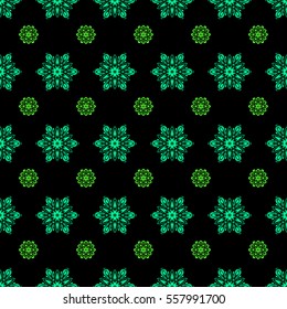 Vector Merry Christmas Border in green colors on black background.