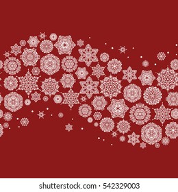 Vector Merry Christmas Border on red background.