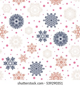 Vector Merry Christmas Border in pink, blue and beige colors on white background.