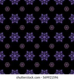 Vector Merry Christmas Border in purple and violet colors on black background.