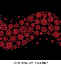 Vector Merry Christmas Border in red colors on black background.