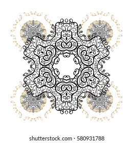 Vector Merry Christmas Border in white and light colors on white background. Golden and doodles elements.