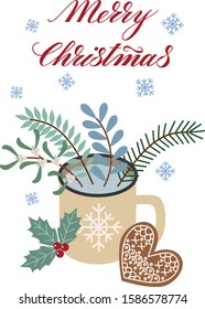 Vector merry christmas card. Can be used as print, postcard, invitation, packaging design, textile design, stickers, greeting card and so on.