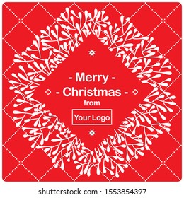 Vector Merry Christmas card with a company logo.