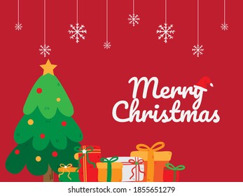 vector de la tarjeta navideña Merry. diseño plano de dibujos animados adorables.