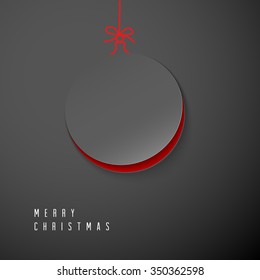 Vector Merry Christmas card with a dark  minimalistic decoration cut out of the paper