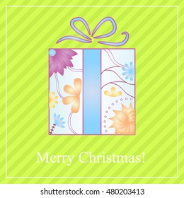 Vector merry Christmas card with gradient gift