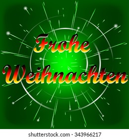 Vector Merry Christmas card with greetings in german language.