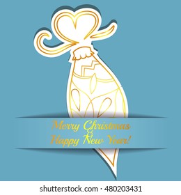 Vector merry Christmas card on paper with toy