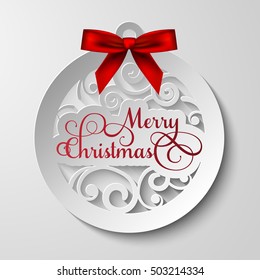 Vector Merry Christmas card - paper cutting