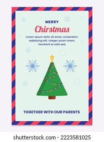 Vector Merry Christmas card set background banner design. flat style vector poster illustration