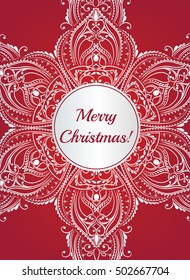 Vector merry Christmas card with snowflake