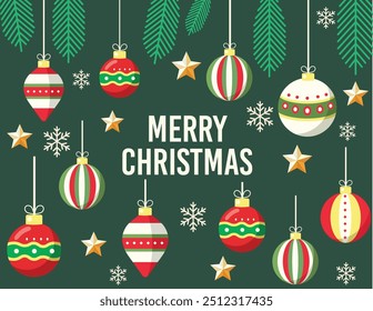 vector merry christmas card template	