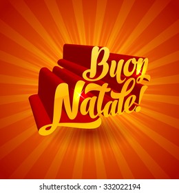 vector merry christmas cardboard template with greetings in italian language buon natale happy vacation italy holiday background scene edge red new ceremony christmas celebration business smiling deco